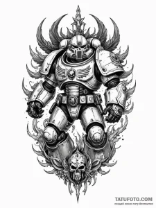 Warhammer 40k space marine, detailed and powe... - эскиз тату (№1751862298_0, 07.07.2025 04:24) — Tatufoto.com