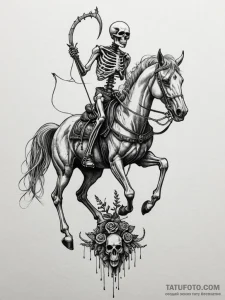 Harbinger of death on a skeletal steed, tatto... - эскиз тату (№1751862641_0, 07.07.2025 04:30) — Tatufoto.com