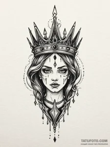Quiver beneath broken crown, tattoo flash she... - эскиз тату (№1751863159_0, 07.07.2025 04:39) — Tatufoto.com