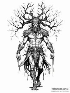 Ent (walking tree) as a gnarled, ancient warr... - эскиз тату (№1751863329_0, 07.07.2025 04:42) — Tatufoto.com
