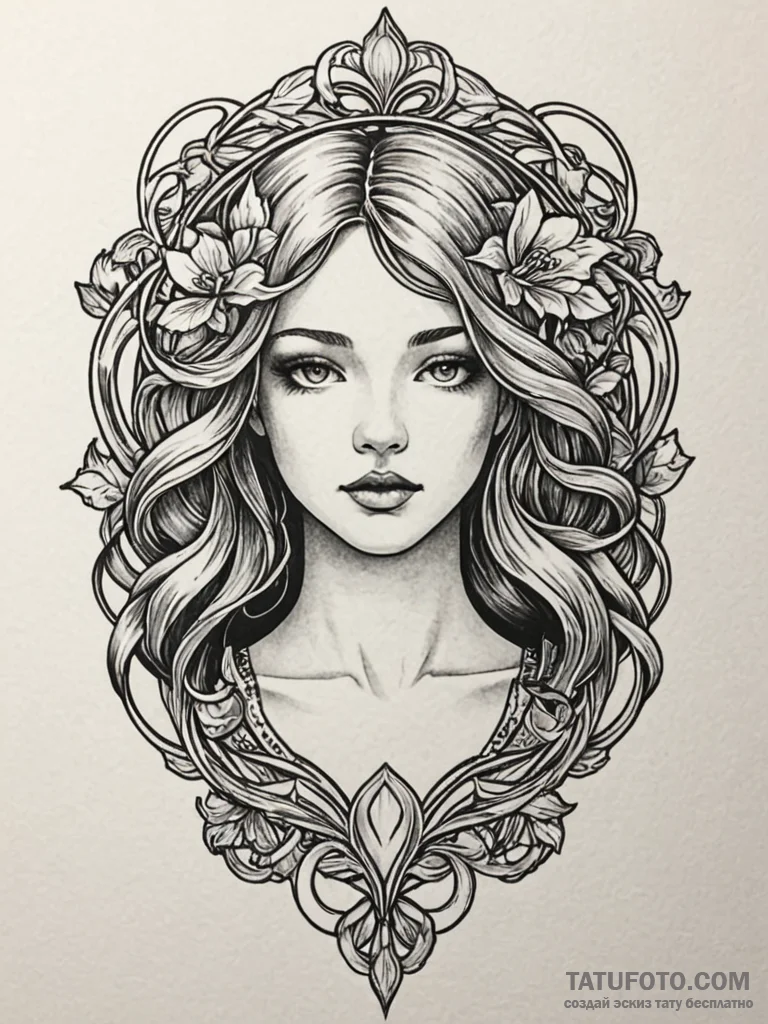 A, artistic tattoo sketch, professional artwo... - эскиз тату (№1751863415_0, 07.07.2025 04:43) — Tatufoto.com