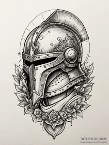 Noble helm cracked in battle, tattoo flash sh... - эскиз тату (№1751863587_0, 07.07.2025 04:46) — Tatufoto.com