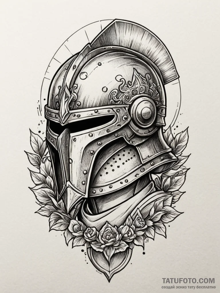 Noble helm cracked in battle, tattoo flash sh… — эскиз тату (№1751863587_0, 07.07.2025 04:46) — Tatufoto.com