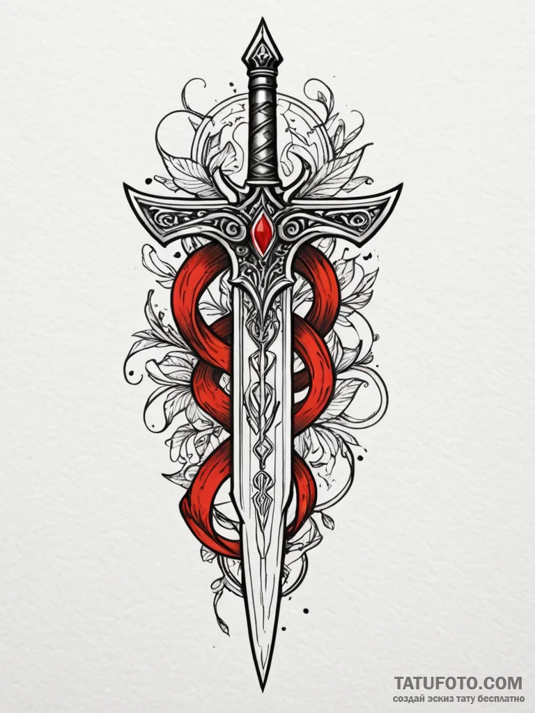 Alchemy dagger with runes, tattoo flash sheet... - эскиз тату (№1751863755_0, 07.07.2025 04:49) — Tatufoto.com