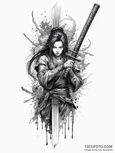 Katana locked in bone shrine, ink illustratio... - эскиз тату (№1751864098_0, 07.07.2025 04:54) — Tatufoto.com