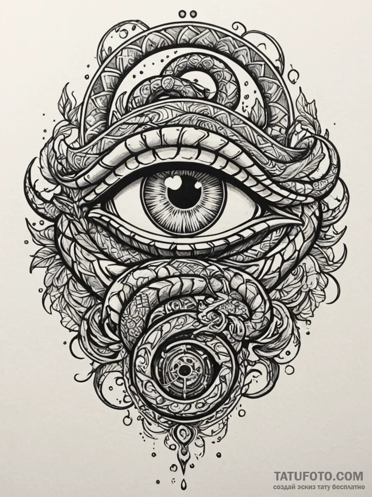 Serpent eye beneath shattered helm, tattoo li... - эскиз тату (№1751864352_0, 07.07.2025 04:59) — Tatufoto.com