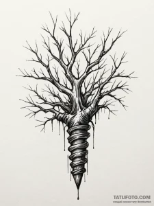 Ivory key bound in roots, artistic tattoo ske... - эскиз тату (№1751864436_0, 07.07.2025 05:00) — Tatufoto.com
