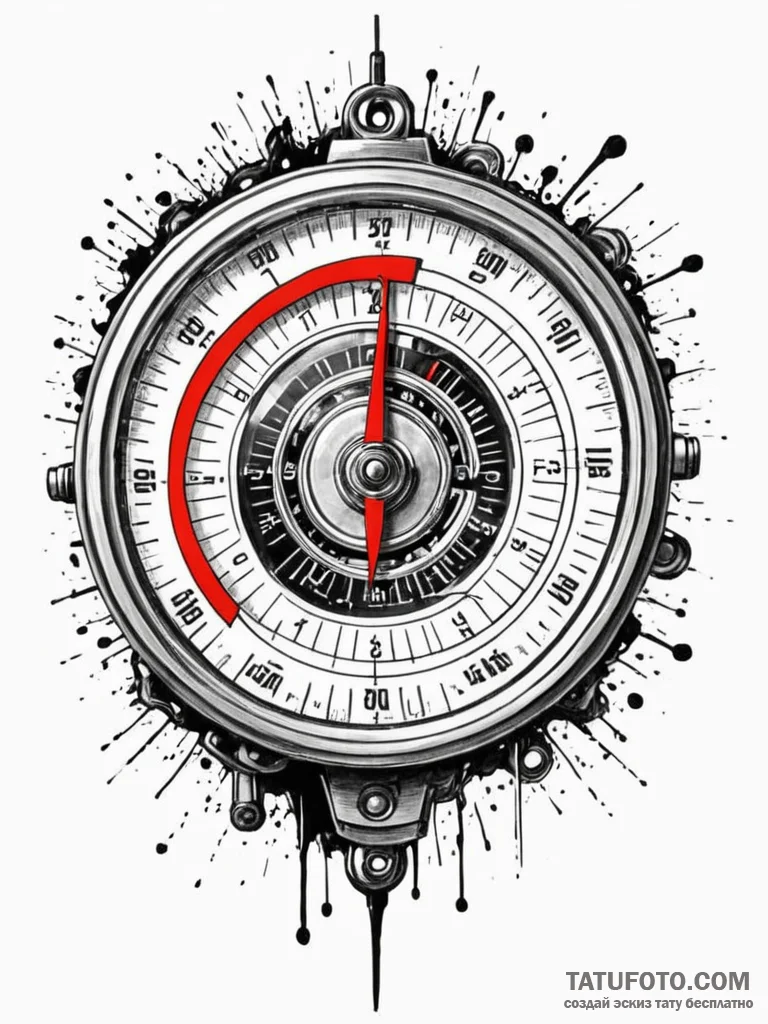Tachometer needle stuck in the red zone, conc… — эскиз тату (№1751864520_0, 07.07.2025 05:02) — Tatufoto.com