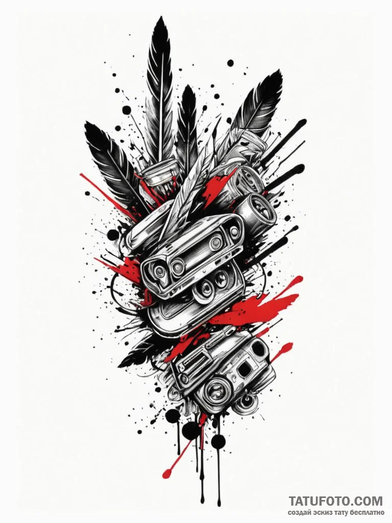 Indian, concept art for tattoo, black and whi... - эскиз тату (№1751864606_0, 07.07.2025 05:03) — Tatufoto.com