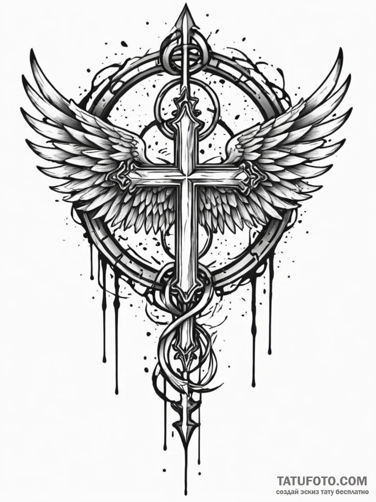 Graven wings beneath shattered gate, tattoo f... - эскиз тату (№1751864690_0, 07.07.2025 05:04) — Tatufoto.com