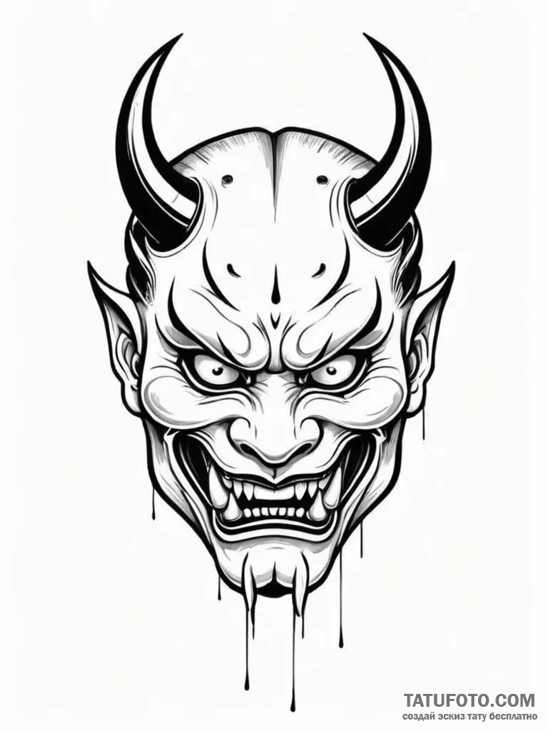 A japanese hannya mask - эскиз тату (№1751864858_0, 07.07.2025 05:07) — Tatufoto.com