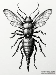 Armored insect with blade legs, ink illustrat... - эскиз тату (№1751865026_0, 07.07.2025 05:10) — Tatufoto.com
