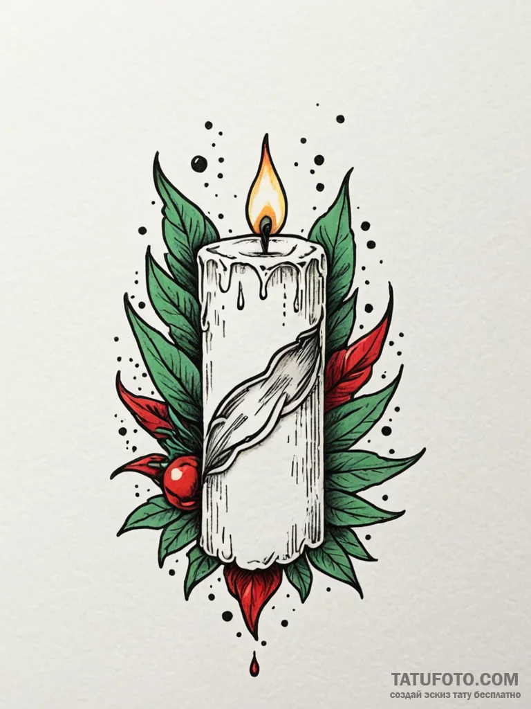 Ancient candle burning green, tattoo flash sh... - эскиз тату (№1751865193_0, 07.07.2025 05:13) — Tatufoto.com