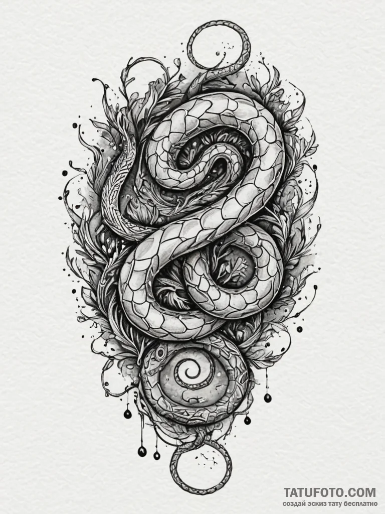 Ashen serpent glowing with life force, ink il... - эскиз тату (№1751865865_0, 07.07.2025 05:24) — Tatufoto.com