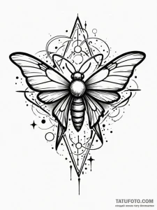 Atomic moth in shattered space, tattoo sketch... - эскиз тату (№1751866287_0, 07.07.2025 05:31) — Tatufoto.com