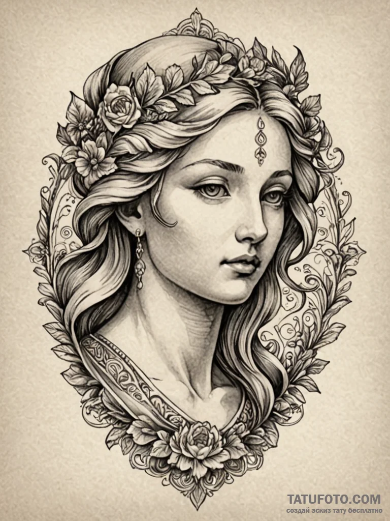 Fragment of a classical sculpture, ink illust… — эскиз тату (№1751866372_0, 07.07.2025 05:32) — Tatufoto.com