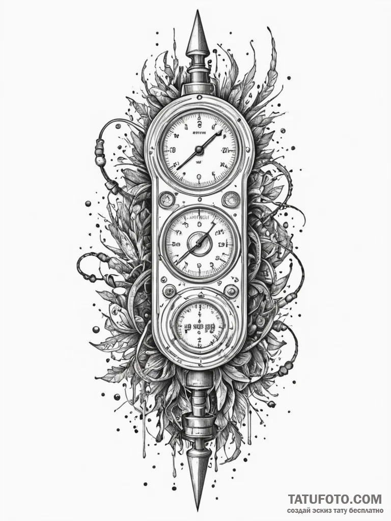 Geiger counter needle spiking in a desolate l... - эскиз тату (№1751866456_0, 07.07.2025 05:34) — Tatufoto.com