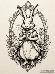 The white rabbit from alice in wonderland, ta... - эскиз тату (№1751866712_0, 07.07.2025 05:38) — Tatufoto.com