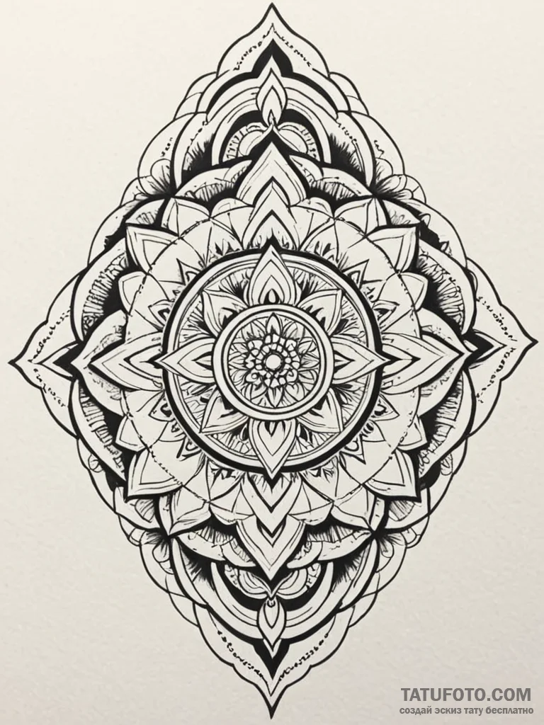 Engraved mirror hiding void, ink illustration… — эскиз тату (№1751867221_0, 07.07.2025 05:47) — Tatufoto.com