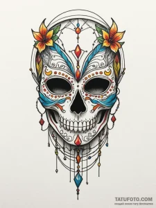 Bone mask stitched with wire, tattoo line art... - эскиз тату (№1751867641_0, 07.07.2025 05:54) — Tatufoto.com