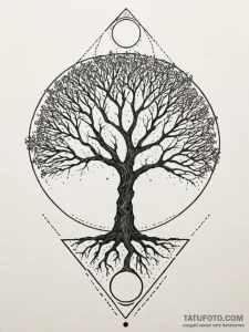 Withered tree beneath eclipsed sun, artistic... - эскиз тату (№1751867809_0, 07.07.2025 05:56) — Tatufoto.com
