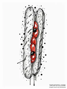A detailed baguette bread, rustic,, artistic... - эскиз тату (№1751868061_0, 07.07.2025 06:01) — Tatufoto.com