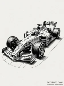 Formula 1 car, rendered in a sharp, minimalis... - эскиз тату (№1751868145_0, 07.07.2025 06:02) — Tatufoto.com