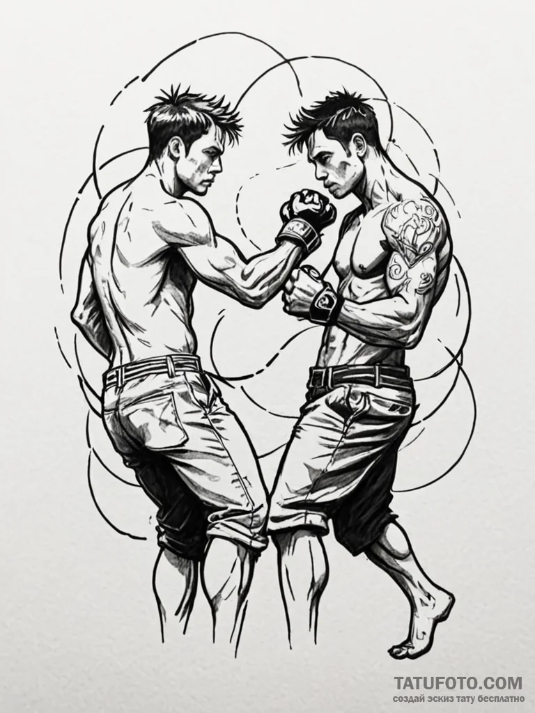 Underground fight club scene, raw and energet... - эскиз тату (№1751868230_0, 07.07.2025 06:03) — Tatufoto.com