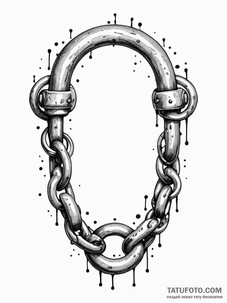 Shackles, tattoo drawing outline, black and w... - эскиз тату (№1751868904_0, 07.07.2025 06:15) — Tatufoto.com