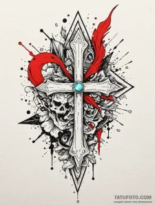 Opal glass shattering in air, tattoo sketch d... - эскиз тату (№1751868988_0, 07.07.2025 06:16) — Tatufoto.com