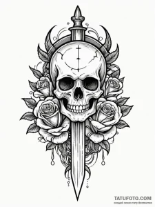 Ivory dagger through iron heart, tattoo drawi... - эскиз тату (№1751869073_0, 07.07.2025 06:17) — Tatufoto.com