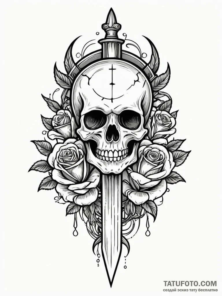 Ivory dagger through iron heart, tattoo drawi… — эскиз тату (№1751869073_0, 07.07.2025 06:17) — Tatufoto.com
