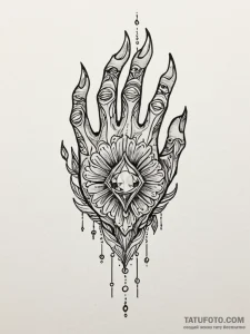 Quartz talon gripping relic, tattoo line art,... - эскиз тату (№1751869160_0, 07.07.2025 06:19) — Tatufoto.com