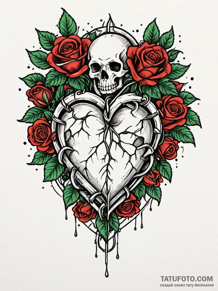 Bone chain wrapped around heart, concept art... - эскиз тату (№1751869330_0, 07.07.2025 06:22) — Tatufoto.com