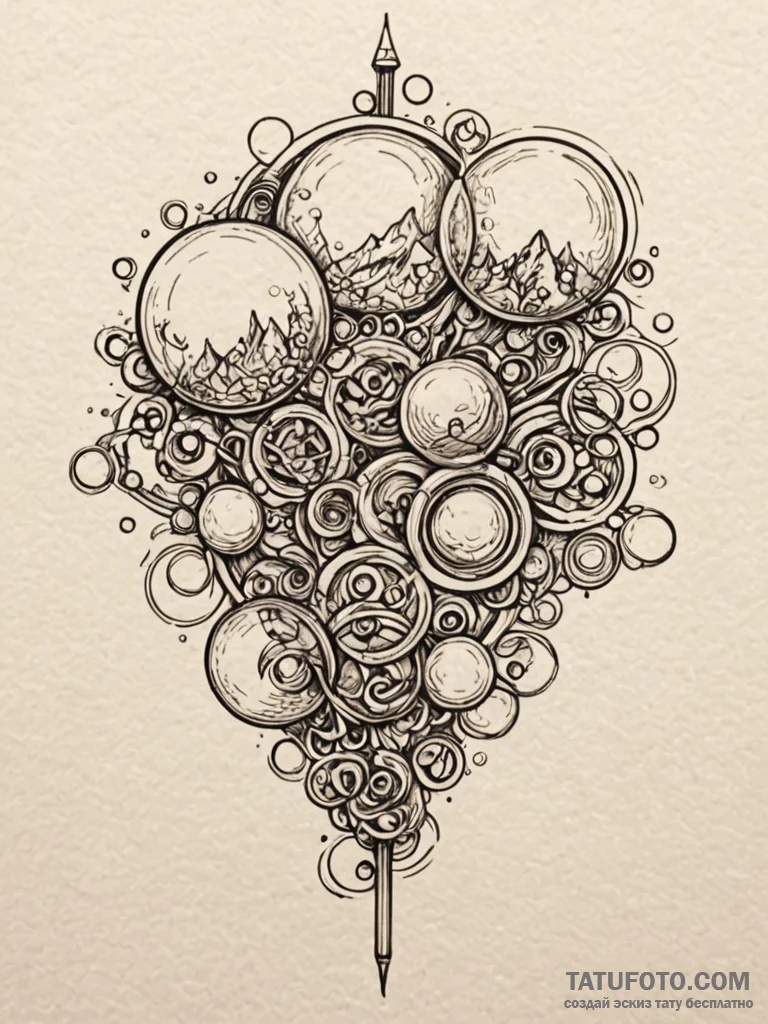 A whimsical bubble wand kit, childhood,, tatt... - эскиз тату (№1751869415_0, 07.07.2025 06:23) — Tatufoto.com