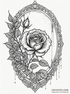 Rose mirror beneath spectral gate, ink illust... - эскиз тату (№1751869922_0, 07.07.2025 06:32) — Tatufoto.com