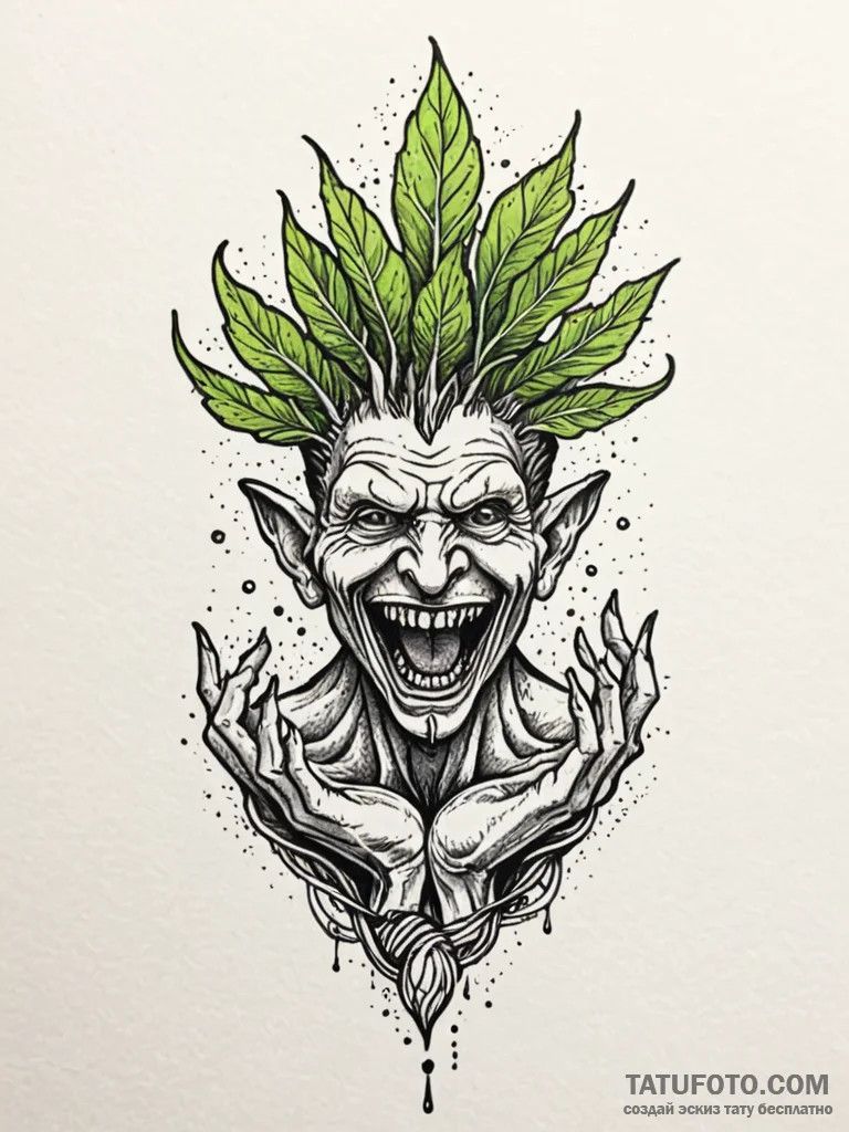 Mandrake root screaming silently, concept art... - эскиз тату (№1751870174_0, 07.07.2025 06:36) — Tatufoto.com