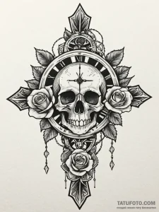 Clock gears entwined with thorns, artistic ta... - эскиз тату (№1751870594_0, 07.07.2025 06:43) — Tatufoto.com