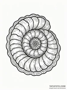 Ammonite fossil, tattoo drawing outline, on a... - эскиз тату (№1751870678_0, 07.07.2025 06:44) — Tatufoto.com