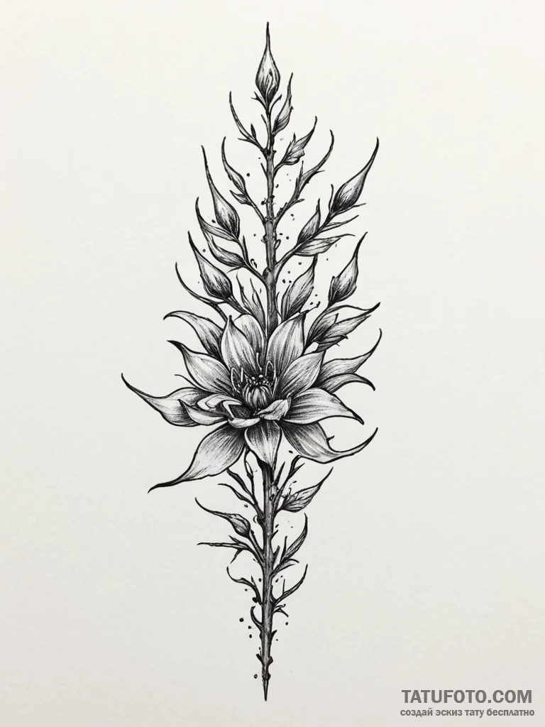 Frosted bloom sprouting bone thorns, tattoo s… — эскиз тату (№1751870762_0, 07.07.2025 06:46) — Tatufoto.com