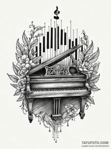 Piano keys, minimalist black and white, tatto... - эскиз тату (№1751871098_0, 07.07.2025 06:51) — Tatufoto.com