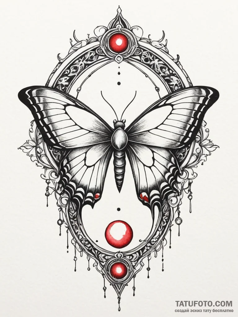 Lunar moth beneath spectral gate, tattoo draw... - эскиз тату (№1751871266_0, 07.07.2025 06:54) — Tatufoto.com