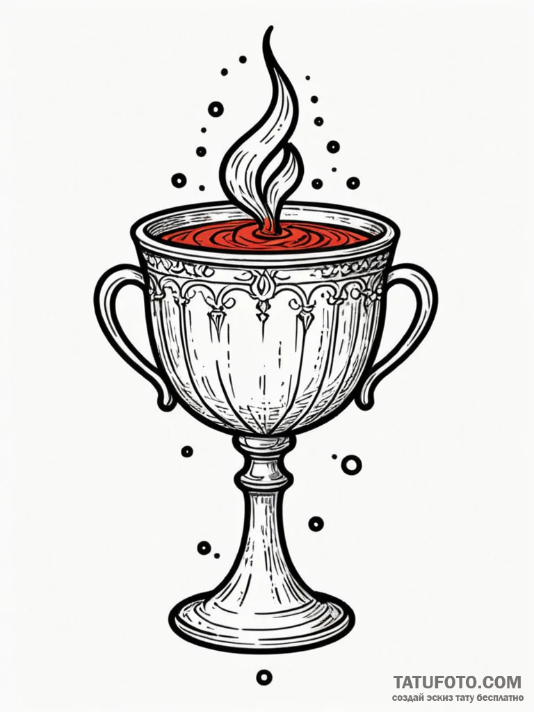 Sacred chalice brimming with shadows, ink ill... - эскиз тату (№1751871350_0, 07.07.2025 06:55) — Tatufoto.com