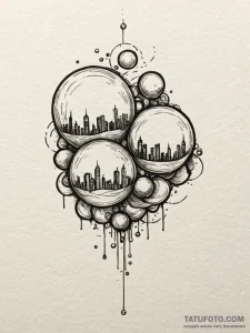 A whimsical bubble in a painting, illusory,,... - эскиз тату (№1751871434_0, 07.07.2025 06:57) — Tatufoto.com
