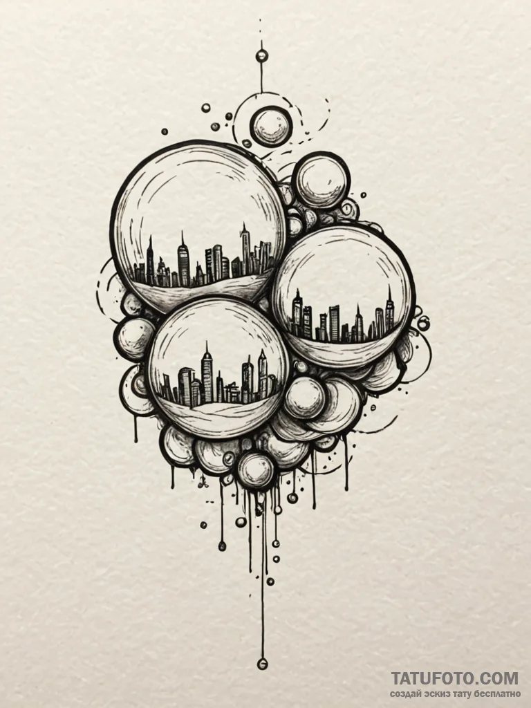 A whimsical bubble in a painting, illusory,,... - эскиз тату (№1751871434_0, 07.07.2025 06:57) — Tatufoto.com