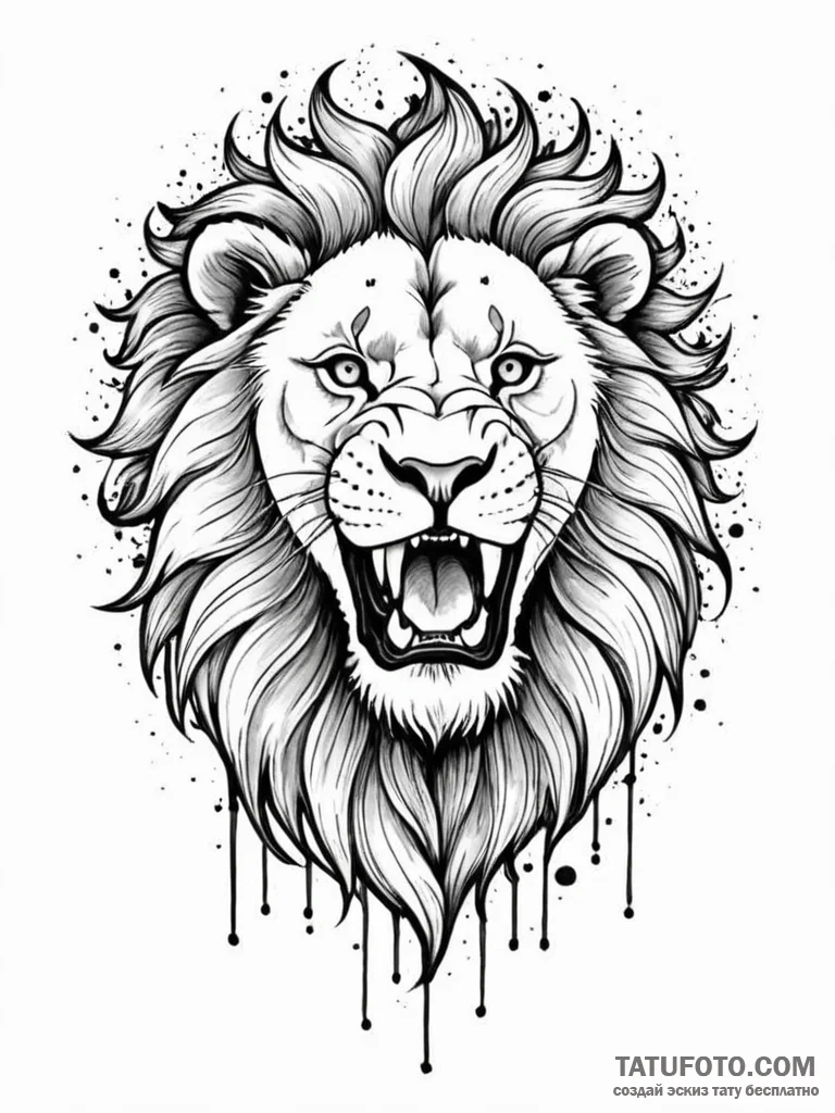 Angelic lion roaring at eclipse, tattoo drawi... - эскиз тату (№1751871519_0, 07.07.2025 06:58) — Tatufoto.com