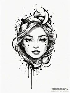 Peach emoji, stylized, artistic tattoo sketch... - эскиз тату (№1751871689_0, 07.07.2025 07:01) — Tatufoto.com