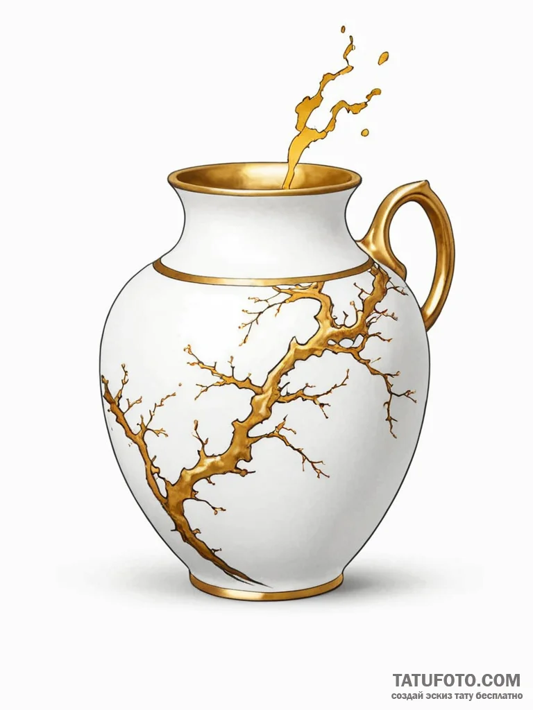 Kintsugi (the art of repairing pottery with g... - эскиз тату (№1751872359_0, 07.07.2025 07:12) — Tatufoto.com