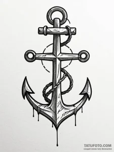 Ancient anchor rusted and cracked, artistic t... - эскиз тату (№1751872693_0, 07.07.2025 07:18) — Tatufoto.com