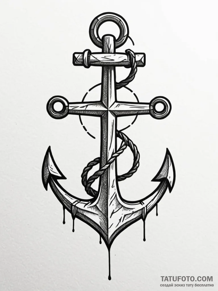 Ancient anchor rusted and cracked, artistic t... - эскиз тату (№1751872693_0, 07.07.2025 07:18) — Tatufoto.com